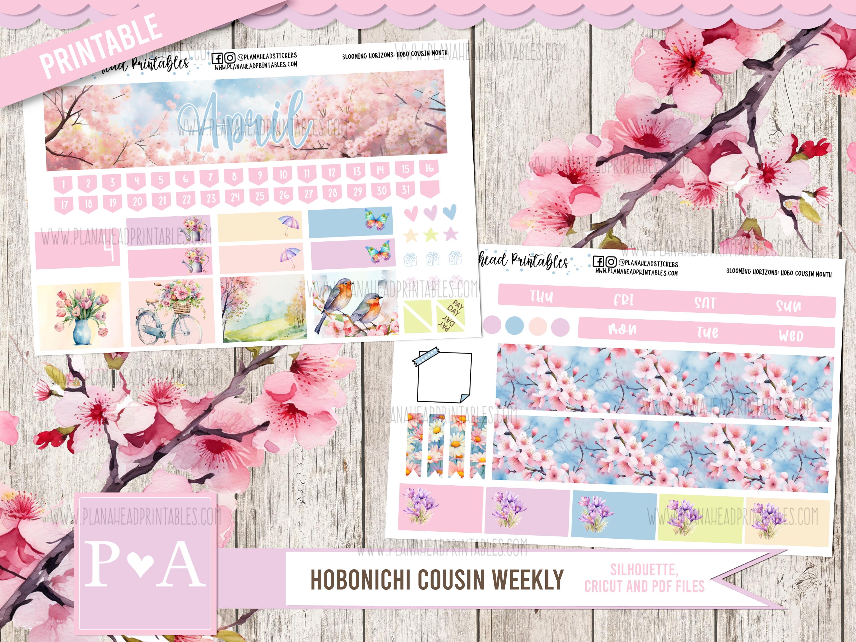 Blooming Horizons PRINTABLE Hobonichi Cousin April Monthly Planner ...