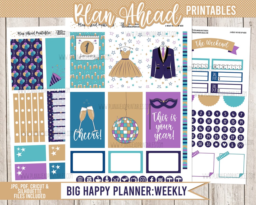Big Happy Planner Printable Stickers Vertical Weekly Kit A - Etsy