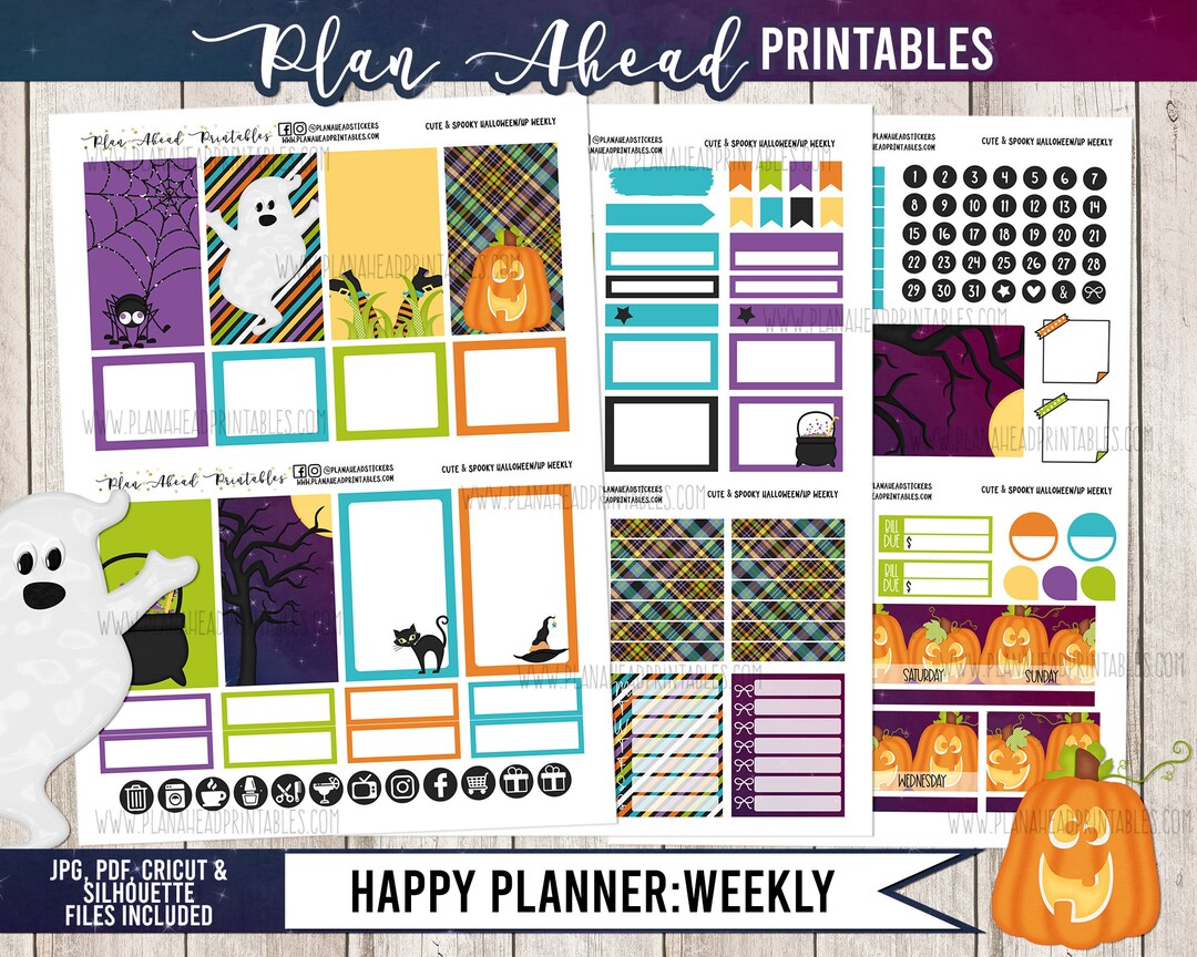 Happy Planner Printable Stickers Classic Vertical Weekly Kit, Spooky ...