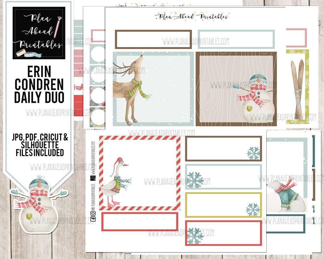 Erin Condren Daily Duo Printable Sticker Weekly Kit, Winter Wonderland ...