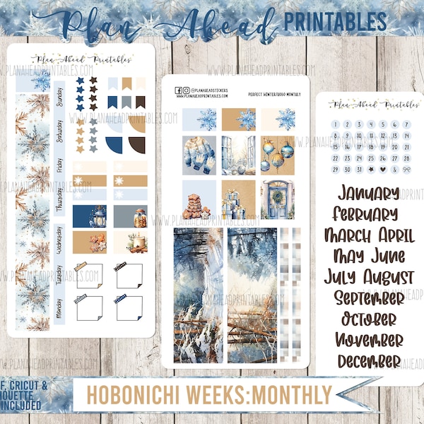 HOBONICHI WEEKS Printable Stickers Monthly Kit, A Perfect Winter