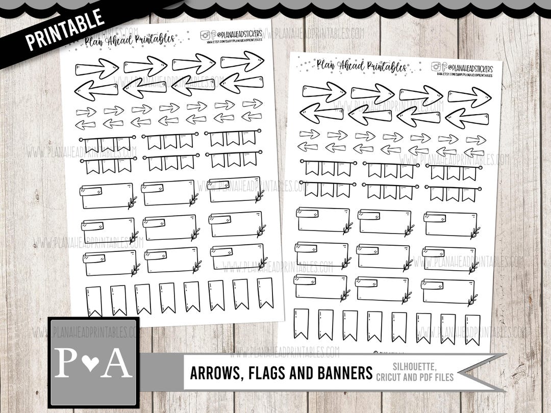 PRINTABLE Functional Arrows Banners and Flags Planner Stickers, Bullet ...
