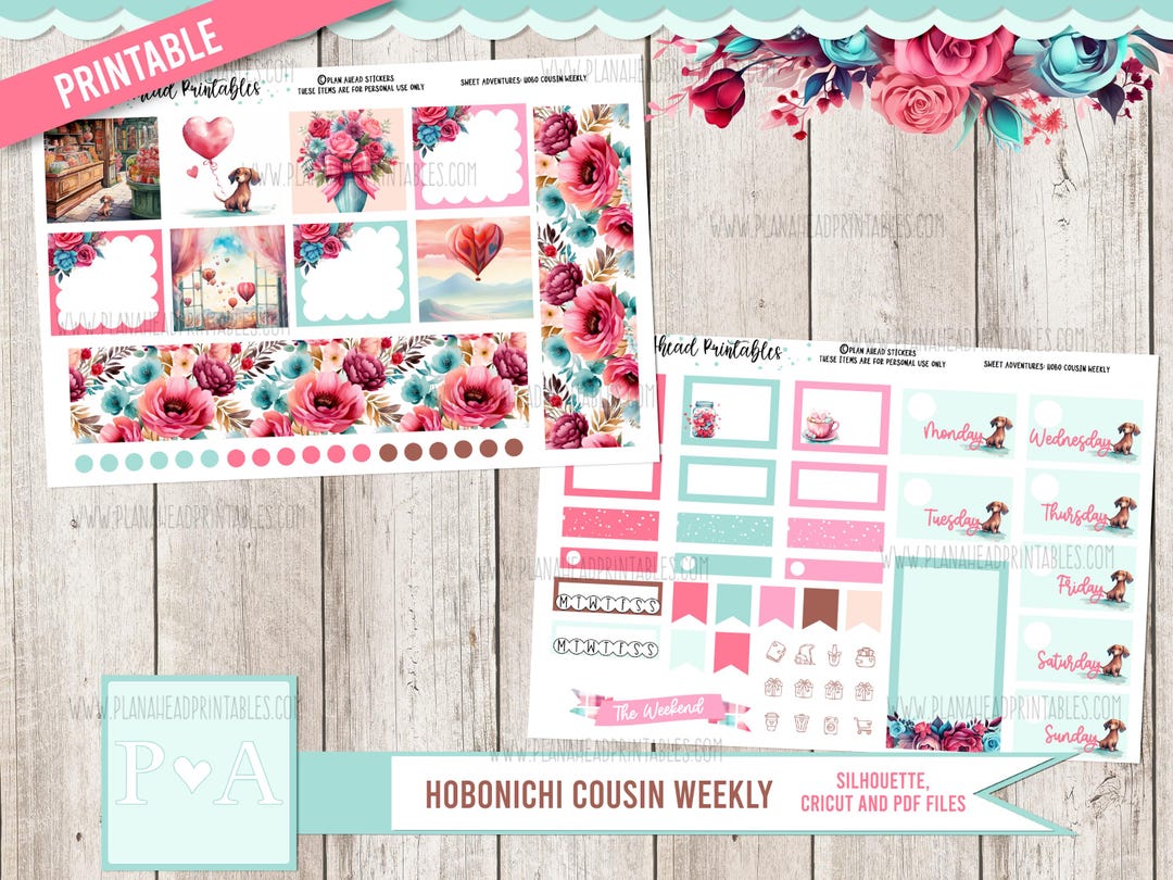 Sweet Adventures PRINTABLE Hobonichi Cousin Weekly Planner Sticker Kit ...