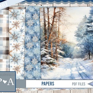 Winters AFDRUKBAAR Papier, Bullet Journals Plakboeken Kaarten maken Planners Winter sneeuw december januari