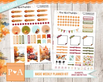 Harvest Whispers PRINTABLE Basic Weekly Planner kit, Bullet Journals Happy Planner Erin Condren A5 Hobonichi Cousin Thanksgiving November