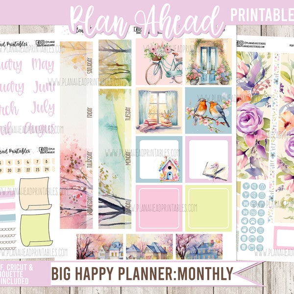 Big Happy Planner Printable Sticker Monthly Kit A Perfect Spring