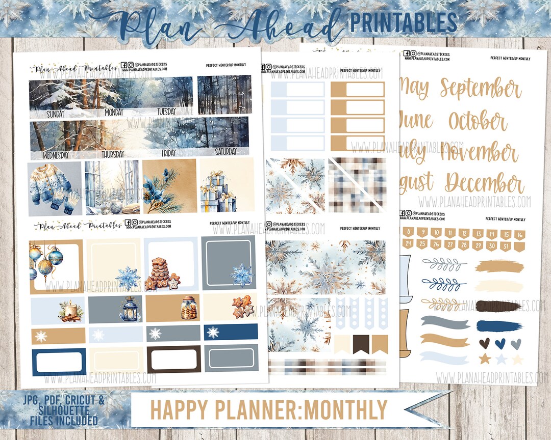 Happy Planner Printable Sticker Classic Monthly Kit, A Perfect Winter ...
