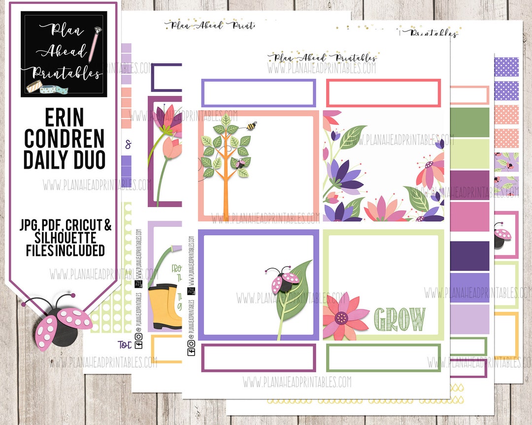 Erin Condren Daily Duo Printable Sticker Weekly Kit Grow - Etsy