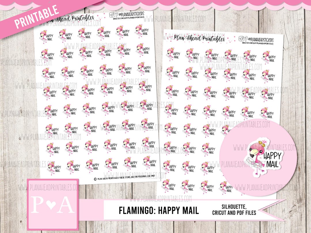 PRINTABLE Functional Cute Flamingo Icons Happy Mail Planner Stickers ...