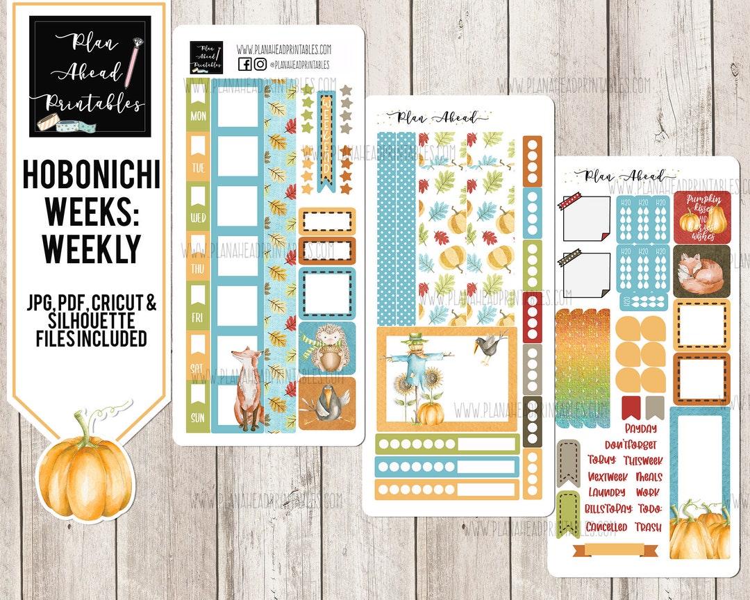 Hobonichi Weeks Printable Planner Stickers Weekly Kit Fall Friends - Etsy