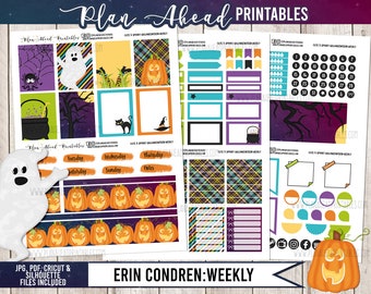 Erin Condren Life Planner Printable Sticker Weekly Kit, Cute & Spooky Halloween