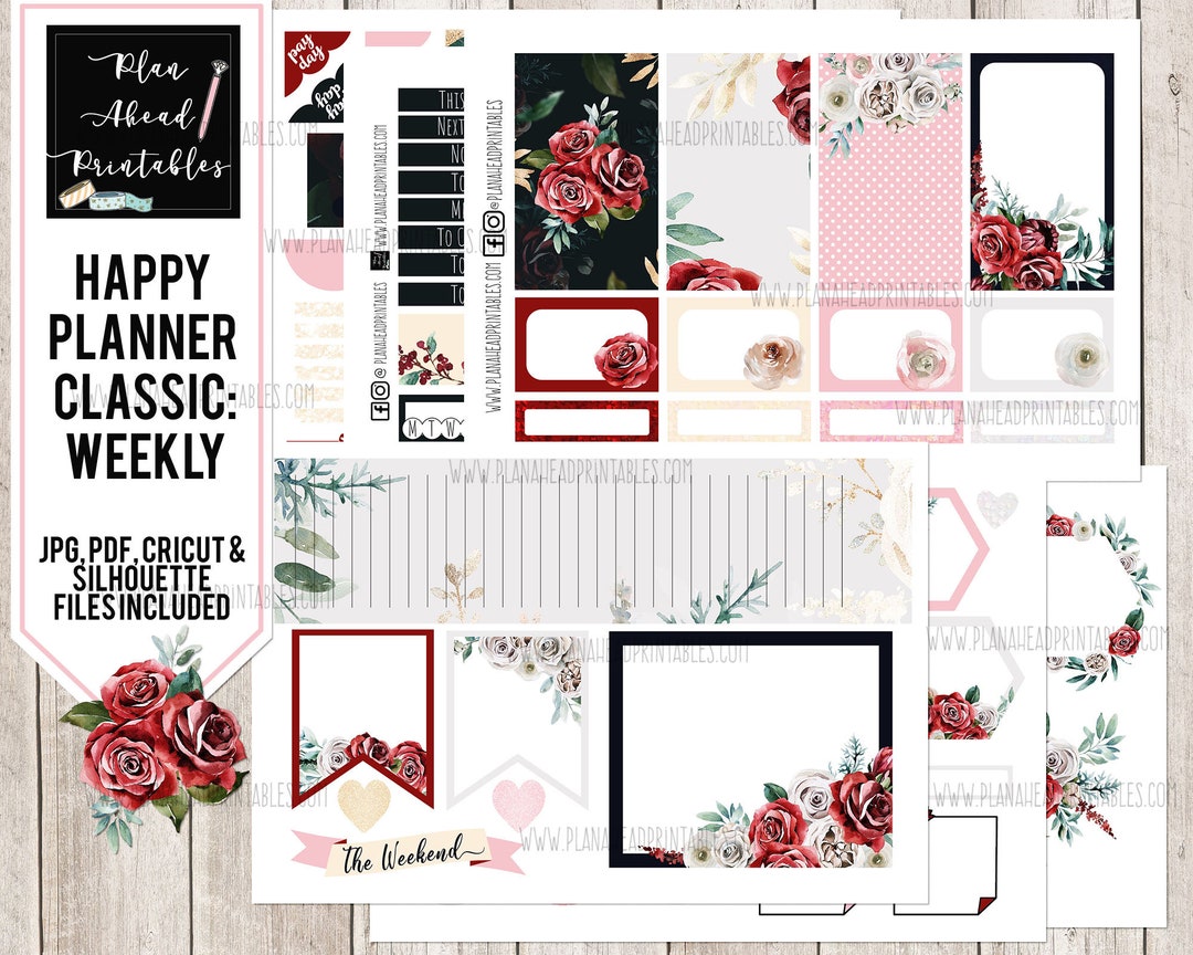 Happy Planner Printable Stickers Classic Vertical Weekly Kit, Passion ...
