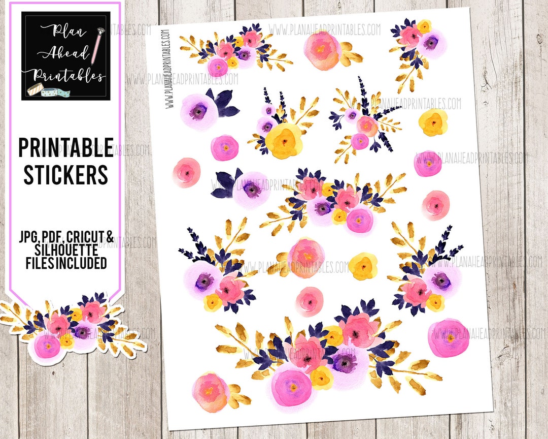 PRINTABLE Planner Stickers Spring Floral Cut Files Happy Planner Erin ...