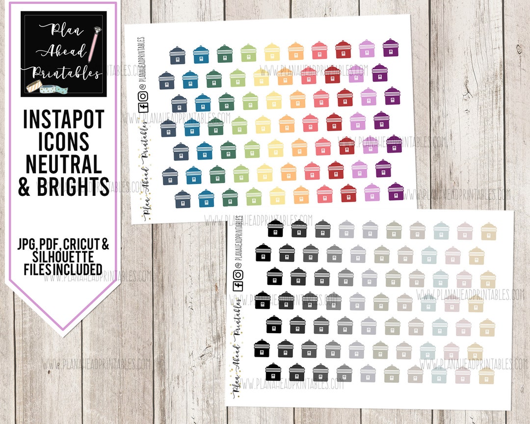PRINTABLE Planner Stickers Instant Pot Icons Jewel Tone & Etsy