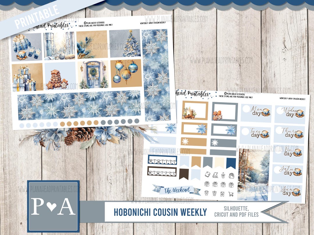 Winterly PRINTABLE Hobonichi Cousin Weekly Planner Sticker Kit Winter ...