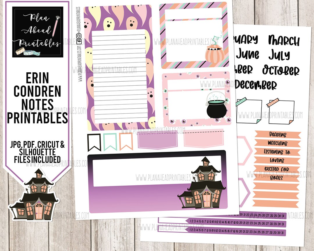 Erin Condren Life Planner Printable Sticker Notes Dashboard Kit ...