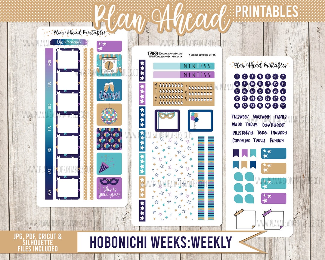 Hobonichi Weeks Printable Planner Stickers Weekly Kit A Night Out - Etsy
