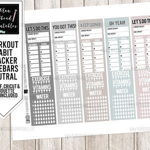 PRINTABLE Workout Fitness Habit Tracker Sidebars Planner Stickers