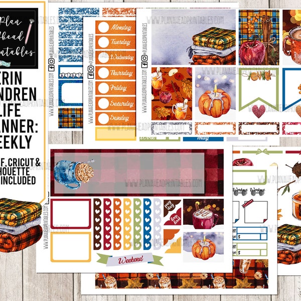 Erin Condren Life Planner Kit semanal de pegatinas imprimibles, Otoño acogedor