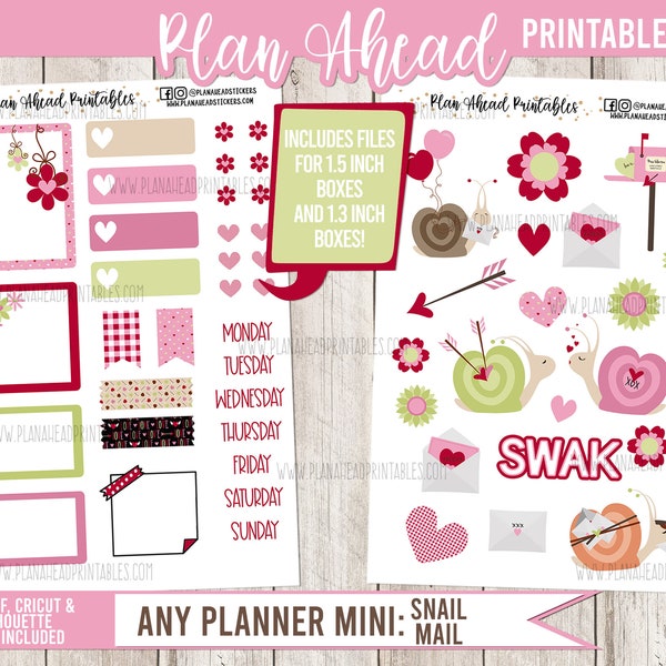 ANY PLANNER 1.5 OR 1.3 Inch Boxes Happy Planner Hobonichi Cousin Mini Printable Weekly Sticker Kit Snail Mail