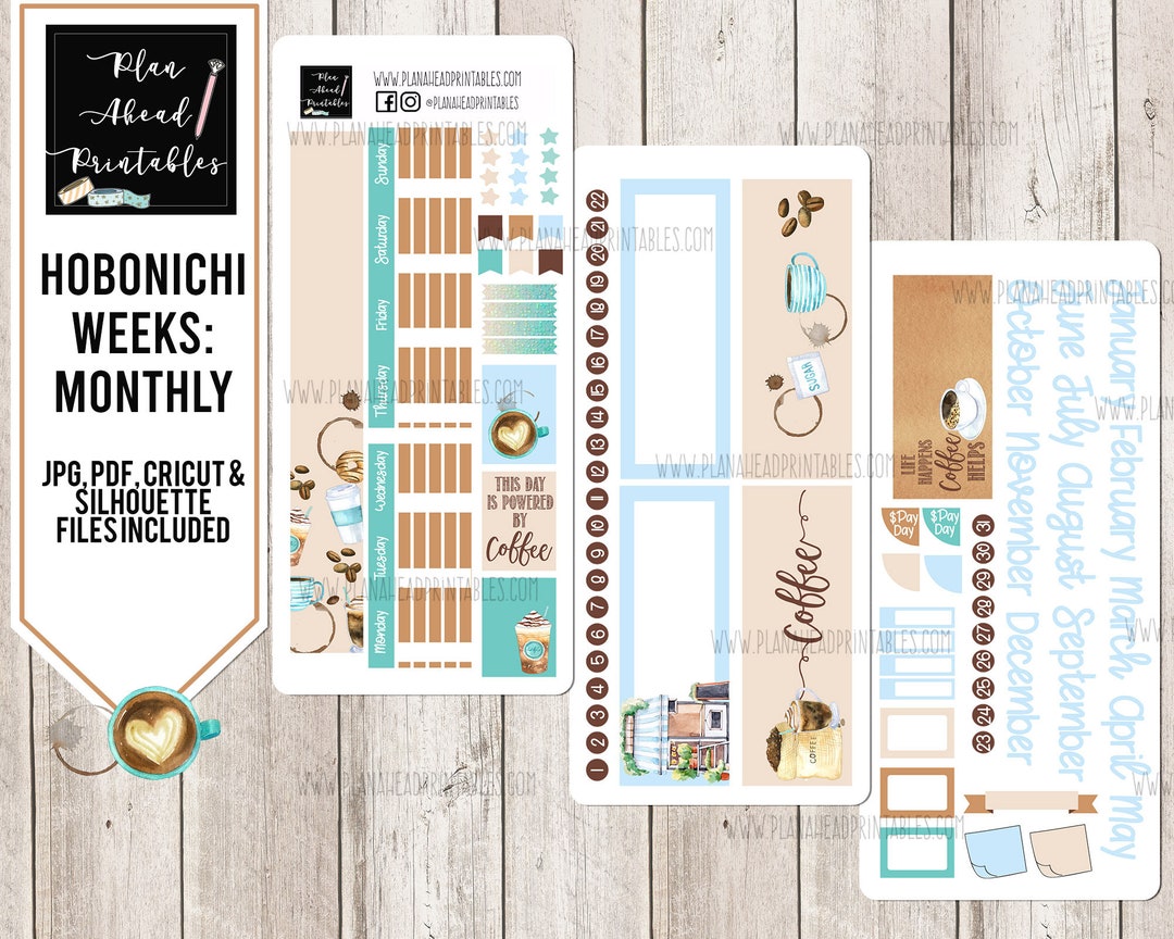 HOBONICHI WEEKS Printable Stickers Monthly Kit Coffee Please - Etsy UK