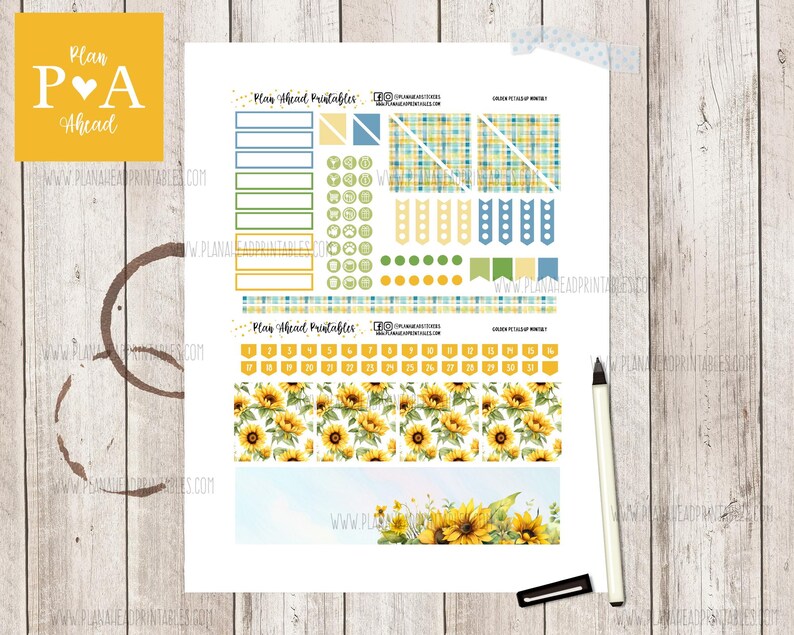 Golden Petals May PRINTABLE Classic Happy Planner Monthly Planner ...