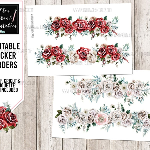 Printable Border Stickers for Planners, Scrapbooking or Card Making, Passion Floral