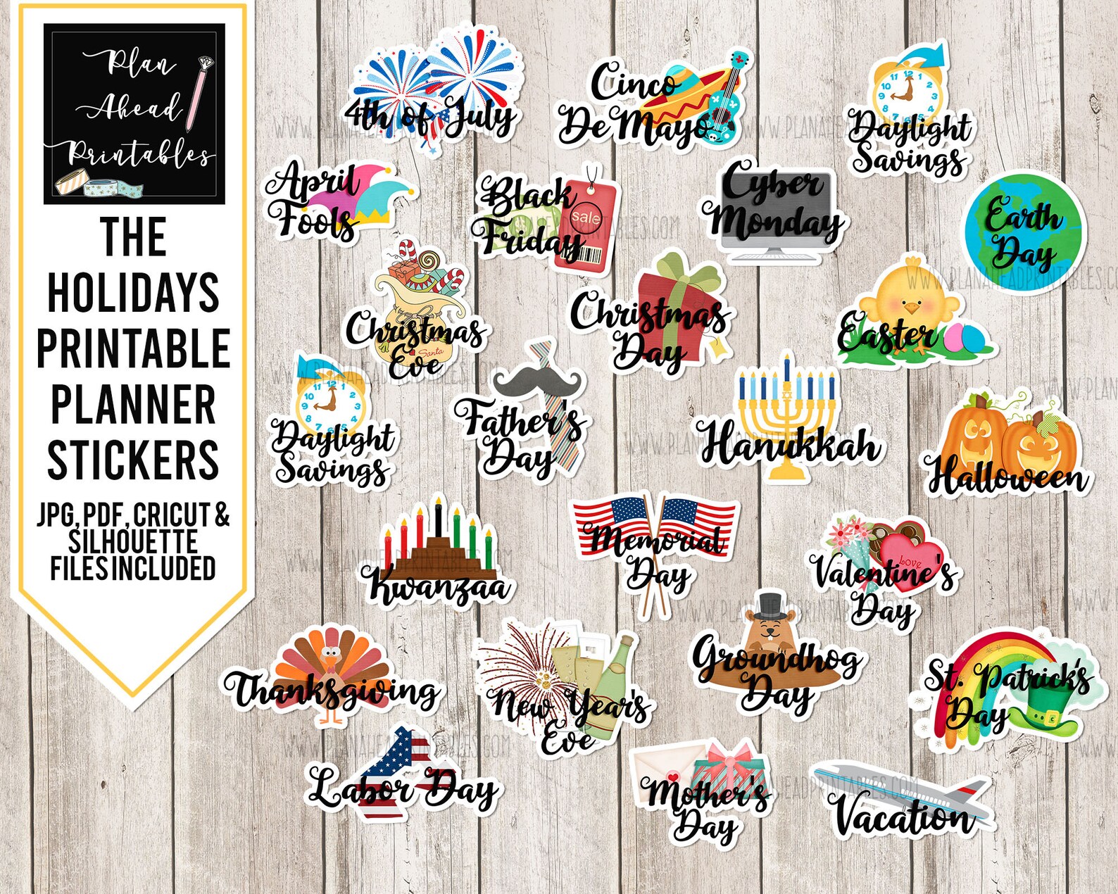 Printable planner holiday events stickers happy planner erin etsy