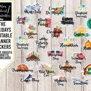 CALENDAR HOLIDAY Planner Stickers, Printable holiday planner stickers, US  holiday stickers, all-year-around holiday stickers, goodnotes