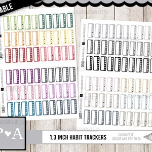 PRINTABLE Functional Basic Planner Stickers Hobonichi Cousin 1.3 Inch Habit Tracker in Jewel and Neutral Colors