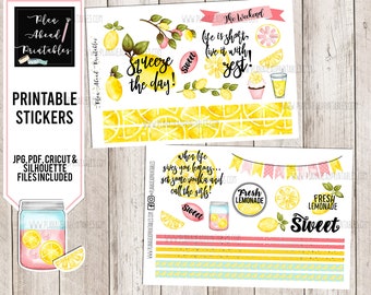 Printable Stickers for Planners, Scrapbooking or Card Making, Lemons Lemonade Summer