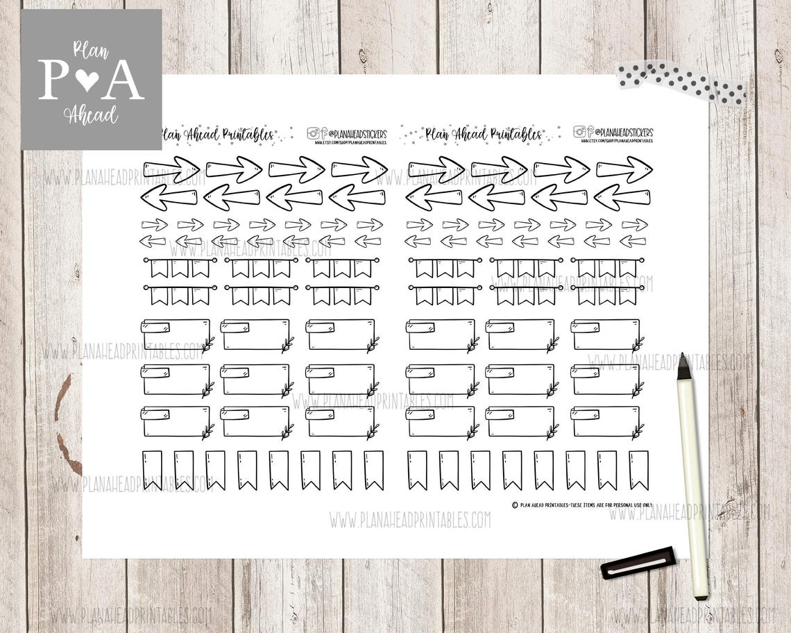 PRINTABLE Functional Arrows Banners and Flags Planner Stickers, Bullet ...