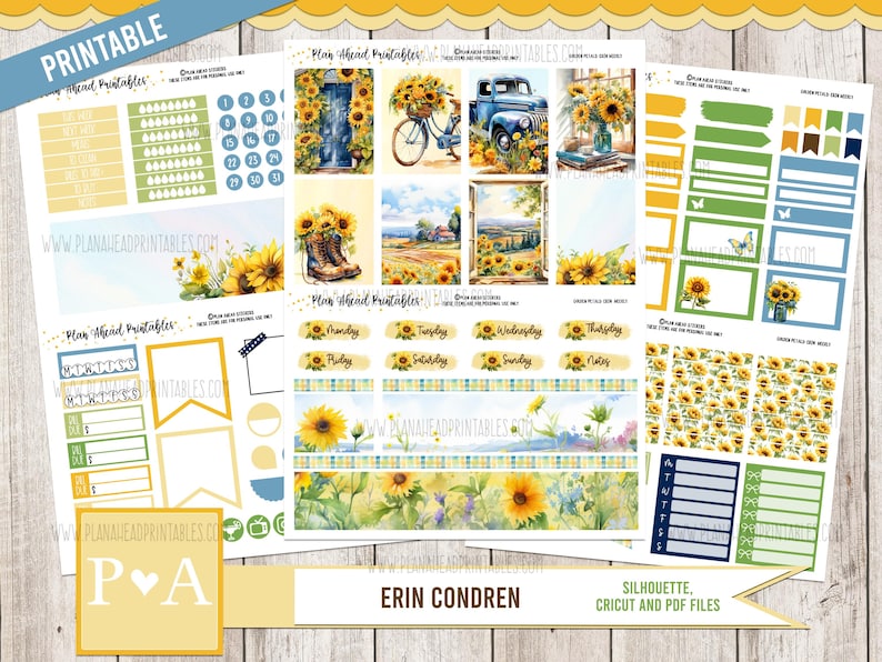 Golden Petals PRINTABLE Classic Erin Condren Life Weekly Planner ...