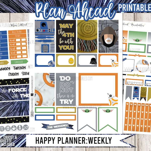 Happy Planner Printable Stickers Classic Vertical Weekly Kit, May the 4th