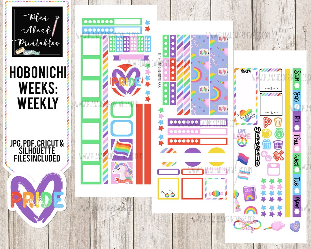 Pride Rainbow Planner Sticker Weekly Kit Hobonichi Weeks - Etsy
