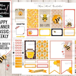 Happy Planner Printable Stickers Classic Vertical Weekly Kit, Bee-lieve Summer Spring Bees