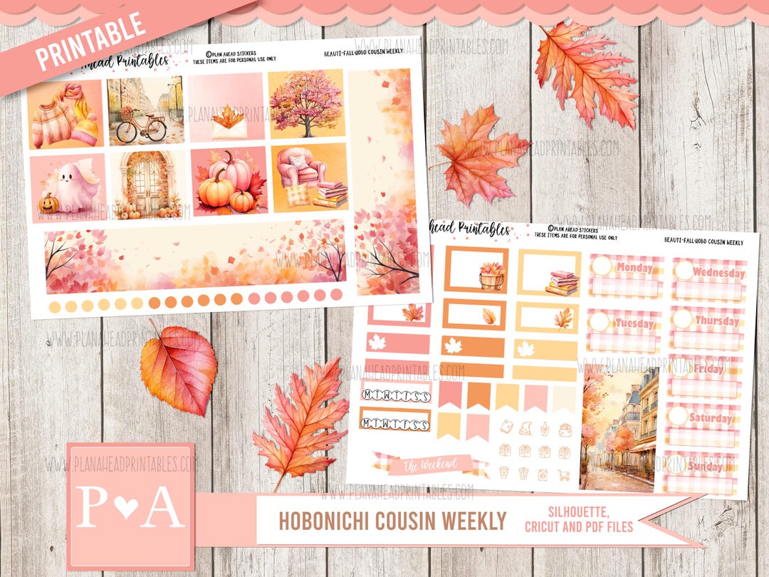 Beautifall PRINTABLE Hobonichi Cousin Weekly Planner Sticker Kit Fall ...