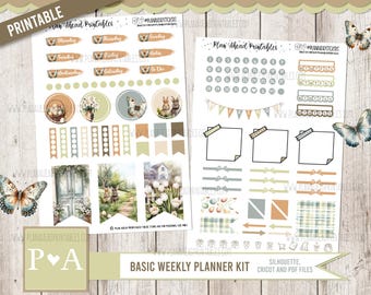 Easter Meadows PRINTABLE Basic Weekly Planner kit, Bullet Journals Happy Planner Erin Condren A5 Hobonichi Cousin Spring Farmhouse