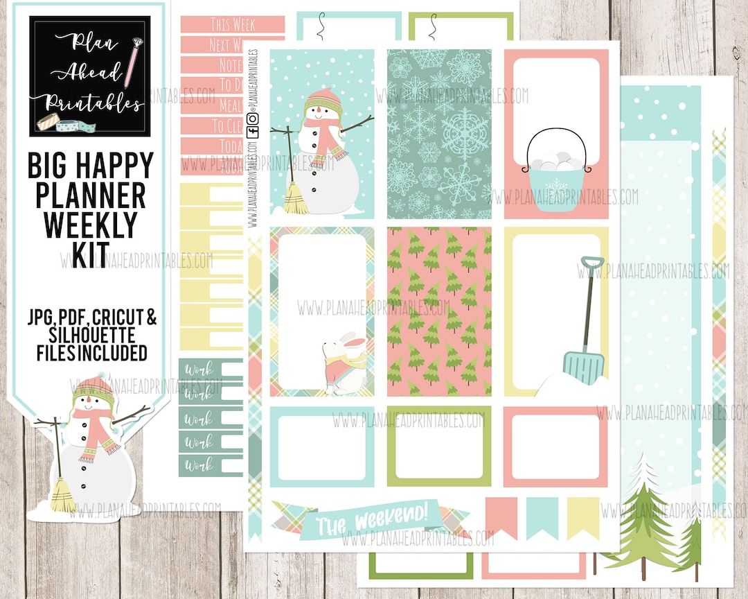 Big Happy Planner Printable Stickers Vertical Weekly Kit, Winter Bliss ...