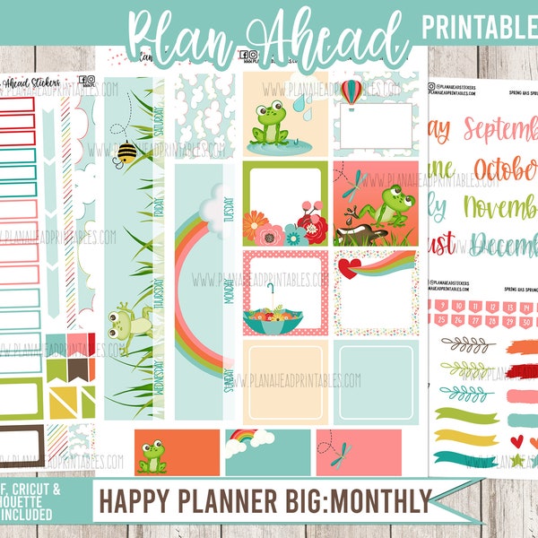 Big Happy Planner Printable Sticker Monthly Kit Spring Has Sprung