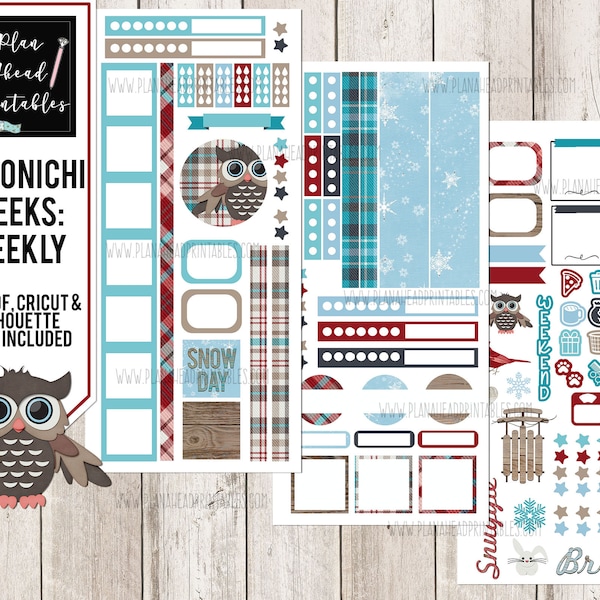 HOBONICHI WEEKS Printable Planner Stickers Weekly Kit Winter Frost / Woodland Animals