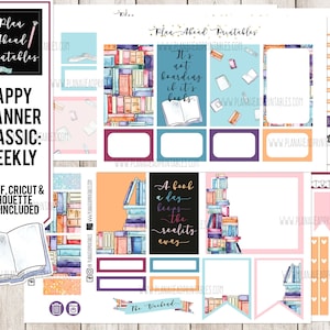 Happy Planner Printable Stickers Classic Vertical Weekly Kit, Reading Books