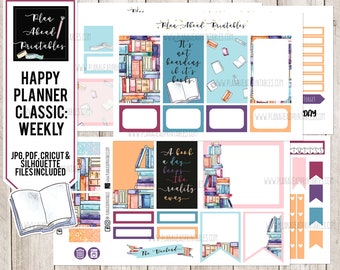 Happy Planner Printable Stickers Classic Vertical Weekly Kit, Reading Books