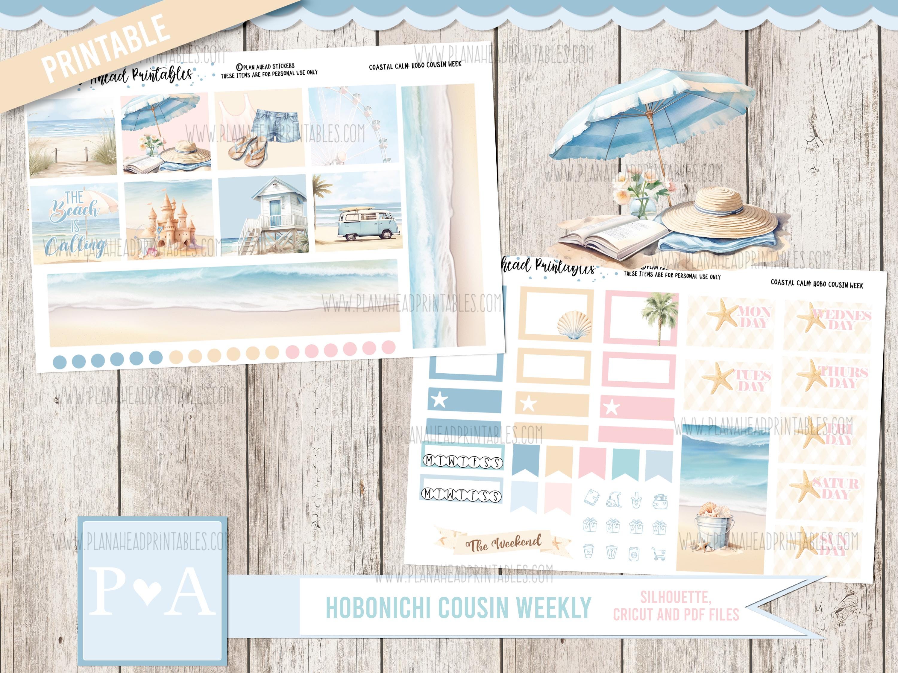 Coastal Calm PRINTABLE Hobonichi Cousin Weekly Planner Sticker Kit ...