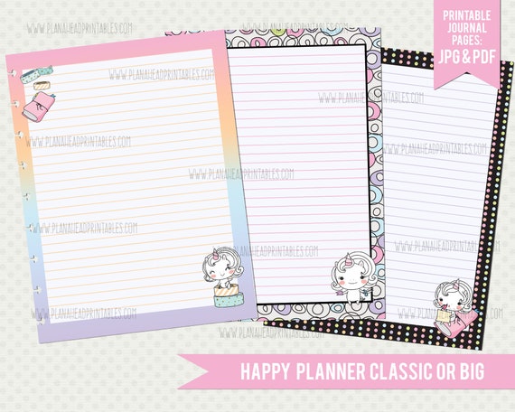 Printable Planner Journal Notebook Paper Pages Crafty Planner Unicorns For Happy Planner Classic Or Big Printable Planner Journal Notebook Paper Pages Crafty Planner Unicorns For Happy Planner Classic Or Big