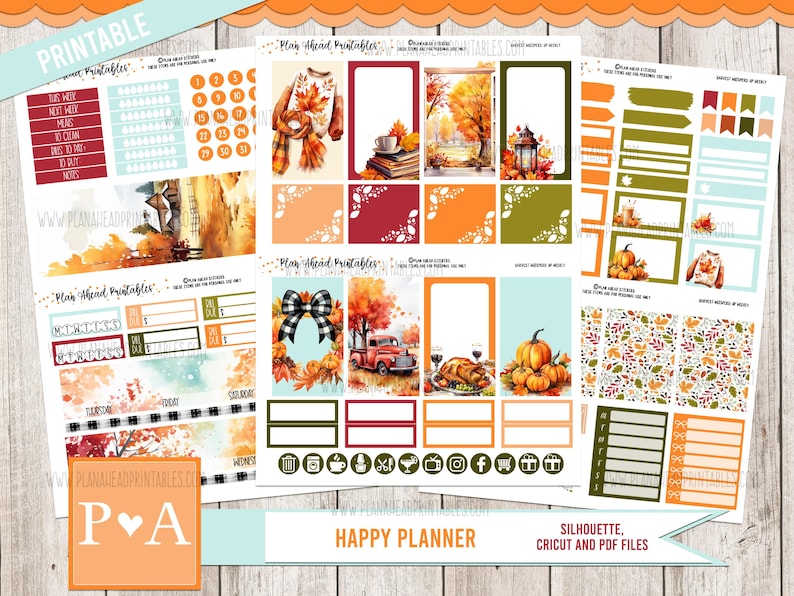 Harvest Whispers PRINTABLE Classic Happy Planner Weekly Planner Sticker ...