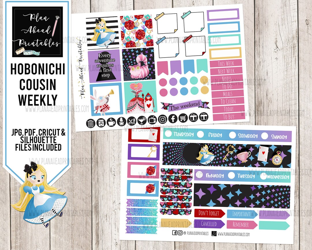 HOBONICHI COUSIN WEEKLY Printable Planner Sticker Kit, Wonderland - Etsy