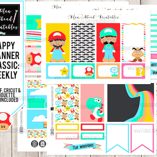 Happy Planner Printable Stickers Classic Vertical Weekly Kit, Plumber Brothers