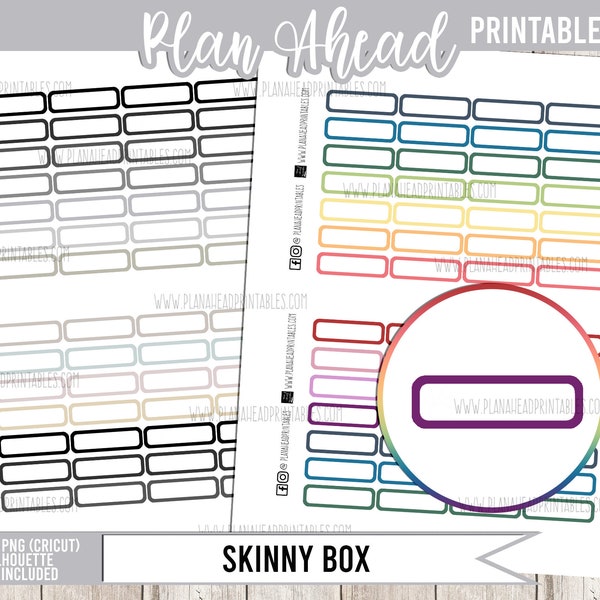 PRINTABLE Basic Skinny Box Planner Stickers, 1.5 x .5 Inch Happy Planner Erin Condren