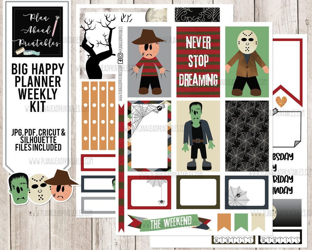 Big Happy Planner Printable Stickers Vertical Weekly Kit, Halloween ...